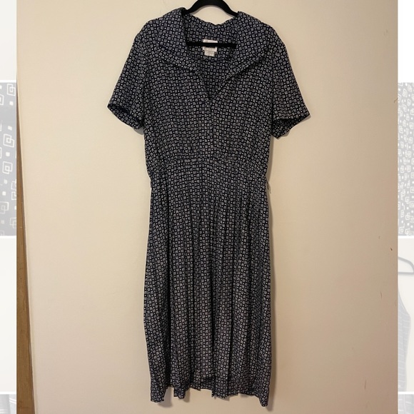 Vintage Leslie Fay geometric pattern midi dress - size 18 - Picture 1 of 7